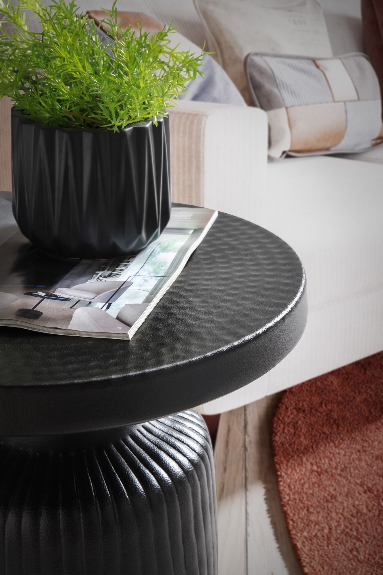 Beistelltisch FineBuy Sofatisch Metall Schwarz 40x40x50 cm Wohnzimmertisch Rund – Ansicht 4