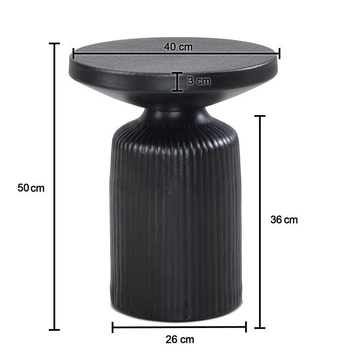 Beistelltisch FineBuy Sofatisch Metall Schwarz 40x40x50 cm Wohnzimmertisch Rund – Maßzeichnung