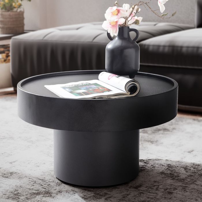 Couchtisch rund 60cm Metall schwarz Wohnzimmertisch Alu Sofatisch Beistelltisch
