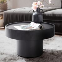 Couchtisch rund 60cm Metall schwarz Wohnzimmertisch Alu Sofatisch Beistelltisch – Ansicht 1