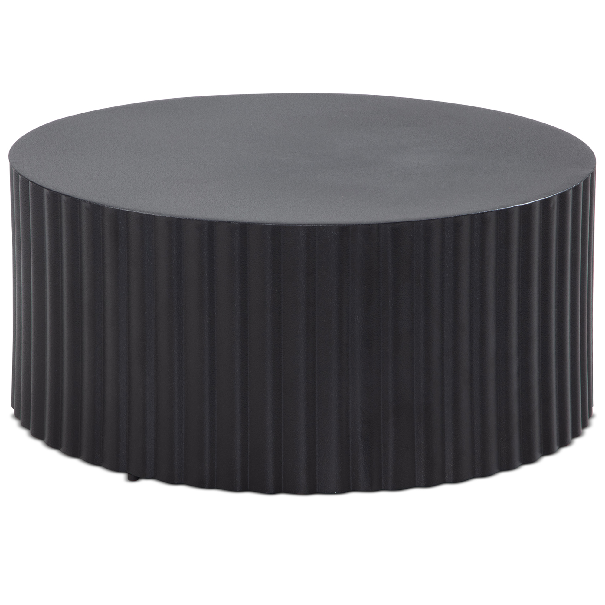 FineBuy Design Couchtisch rund 70 cm Metall Schwarz - Handgefertigter Aluminium Wohnzimmertisch mit Lamellenstruktur - Moderner Sofatisch Wohnzimmer | Farbe: Schwarz
