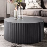 Couchtisch rund 70cm Metall Schwarz Handgefertigt Alu Wohnzimmertisch Sofatisch – Ansicht 1