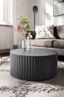 Couchtisch rund 70cm Metall Schwarz Handgefertigt Alu Wohnzimmertisch Sofatisch – Ansicht 2