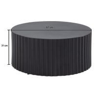 Couchtisch rund 70cm Metall Schwarz Handgefertigt Alu Wohnzimmertisch Sofatisch – Ansicht 3