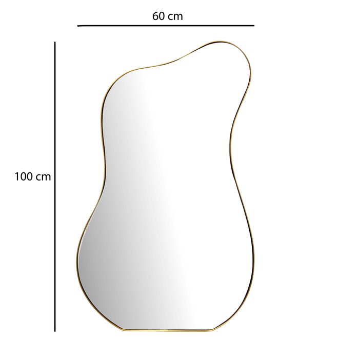 WOHNLING Wandspiegel Flurspiegel Asymmetrisch 100 cm Spiegel Flur Hängespiegel – Maßzeichnung