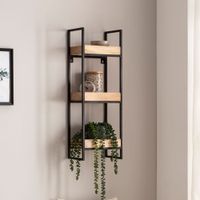 Wandregal FineBuy Hängeregal 27x77x18 cm Massivholz Metall Regal Industrial – Ansicht 1