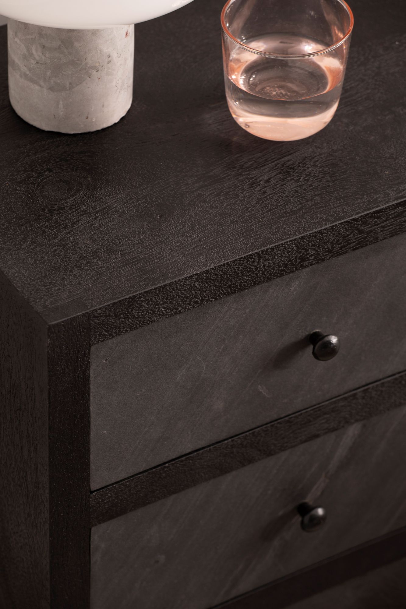 Nachttisch Massivholz 3 Steinoptik Schubladen Design Nachtkonsole Nachtschrank – Ansicht 4