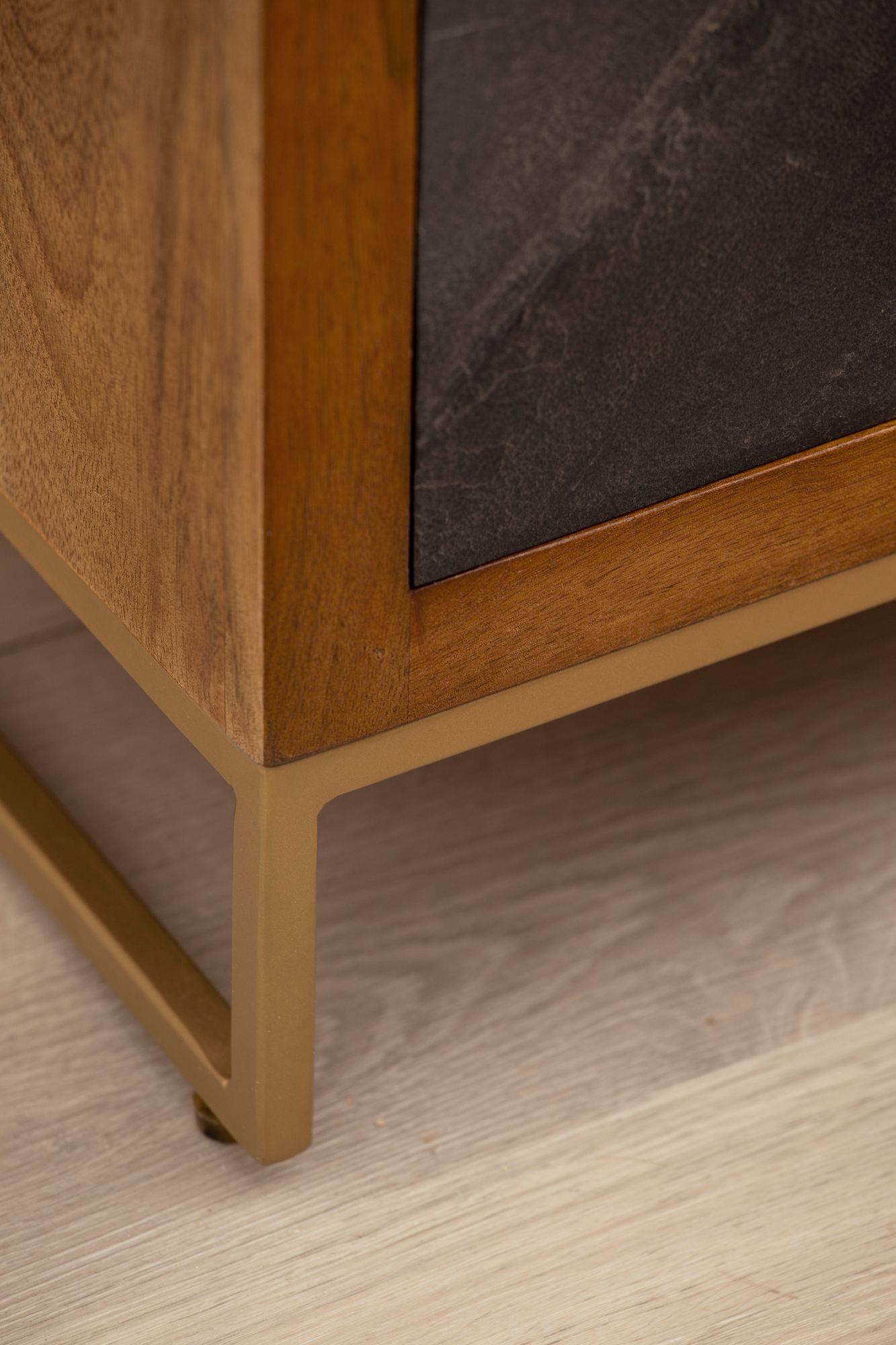 Nachttisch Massivholz 3 Steinoptik Schubladen Design Nachtkonsole Nachtschrank – Ansicht 5