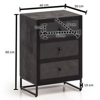 Nachttisch Massivholz 3 Steinoptik Schubladen Design Nachtkonsole Nachtschrank – Ansicht 3