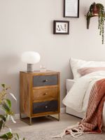 Nachttisch Massivholz 3 Steinoptik Schubladen Design Nachtkonsole Nachtschrank – Ansicht 2