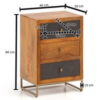 Nachttisch Massivholz 3 Steinoptik Schubladen Design Nachtkonsole Nachtschrank – Ansicht 3