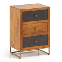Nachttisch Massivholz 3 Steinoptik Schubladen Design Nachtkonsole Nachtschrank – Ansicht 6