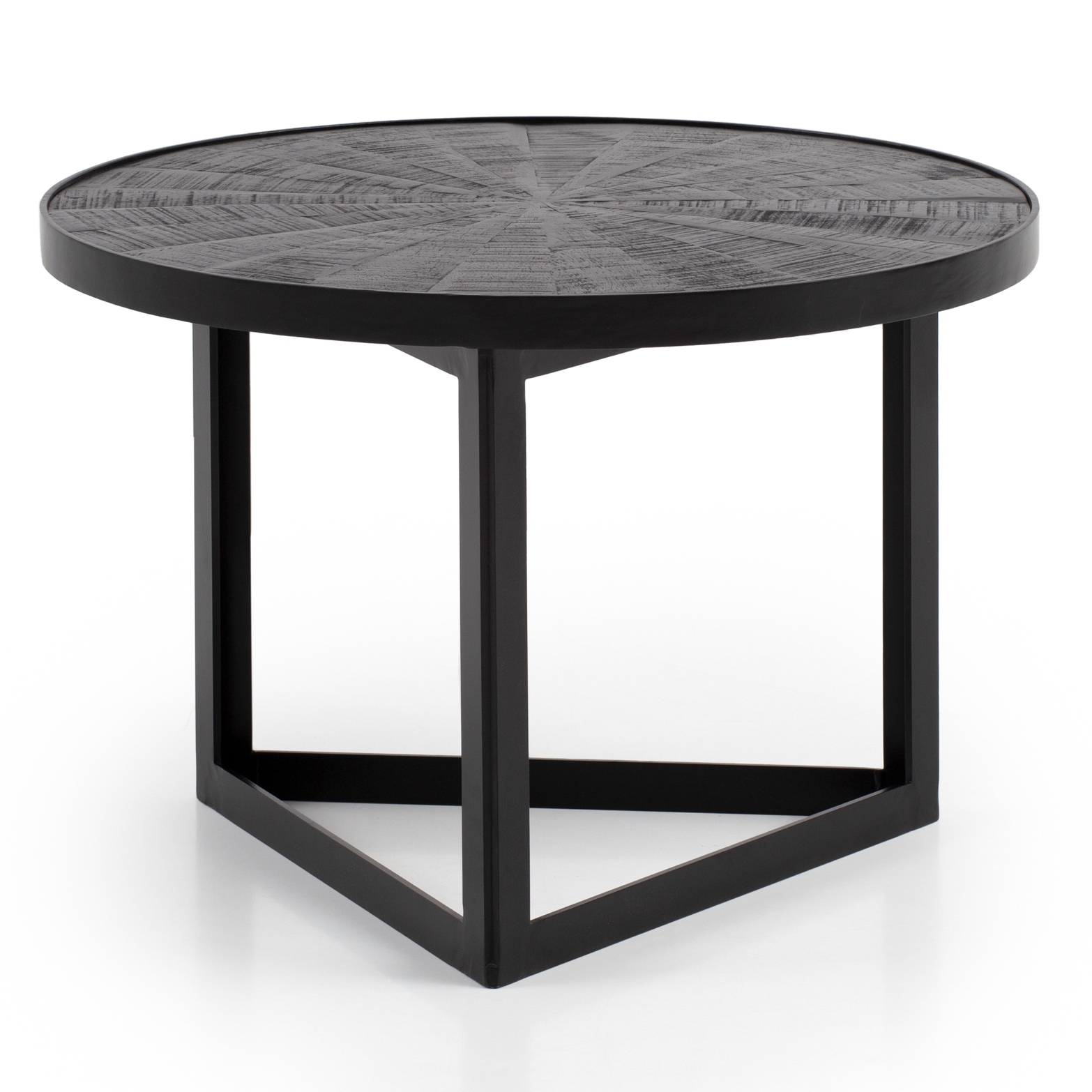 Couchtisch FineBuy Sofatisch 58x58x40 cm Massivholz Schwarz Wohnzimmertisch Rund – Ansicht 6