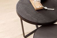 Couchtisch FineBuy Wohnzimmertisch 2er Set Rund Holz / Steinoptik Satztisch – Ansicht 4