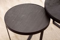 Couchtisch FineBuy Wohnzimmertisch 2er Set Rund Holz / Steinoptik Satztisch – Ansicht 5