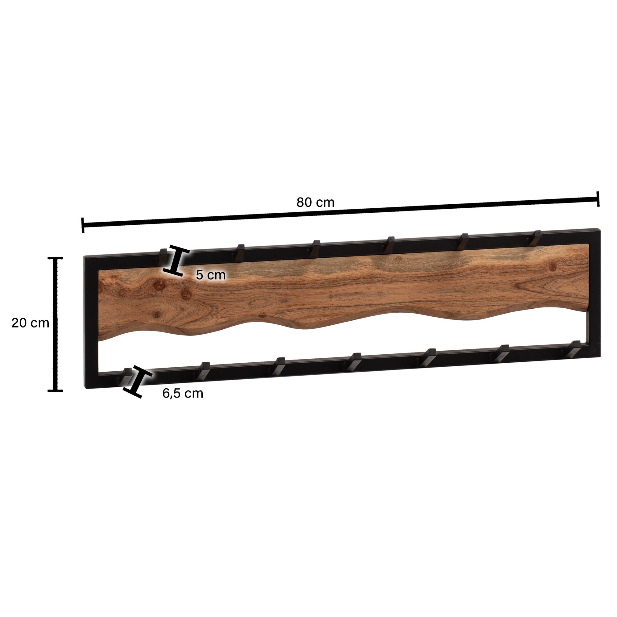 Wandgarderobe FineBuy Hakenleiste Massivholz 80 cm Garderobe Flur Metall Modern – Ansicht 3