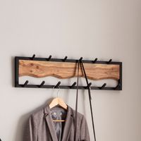 Wandgarderobe FineBuy Hakenleiste Massivholz 80 cm Garderobe Flur Metall Modern – Ansicht 1
