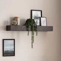Wandregal FineBuy Massivholz Steinoptik Hängeregal Regal Schweberegal Modern – Ansicht 1