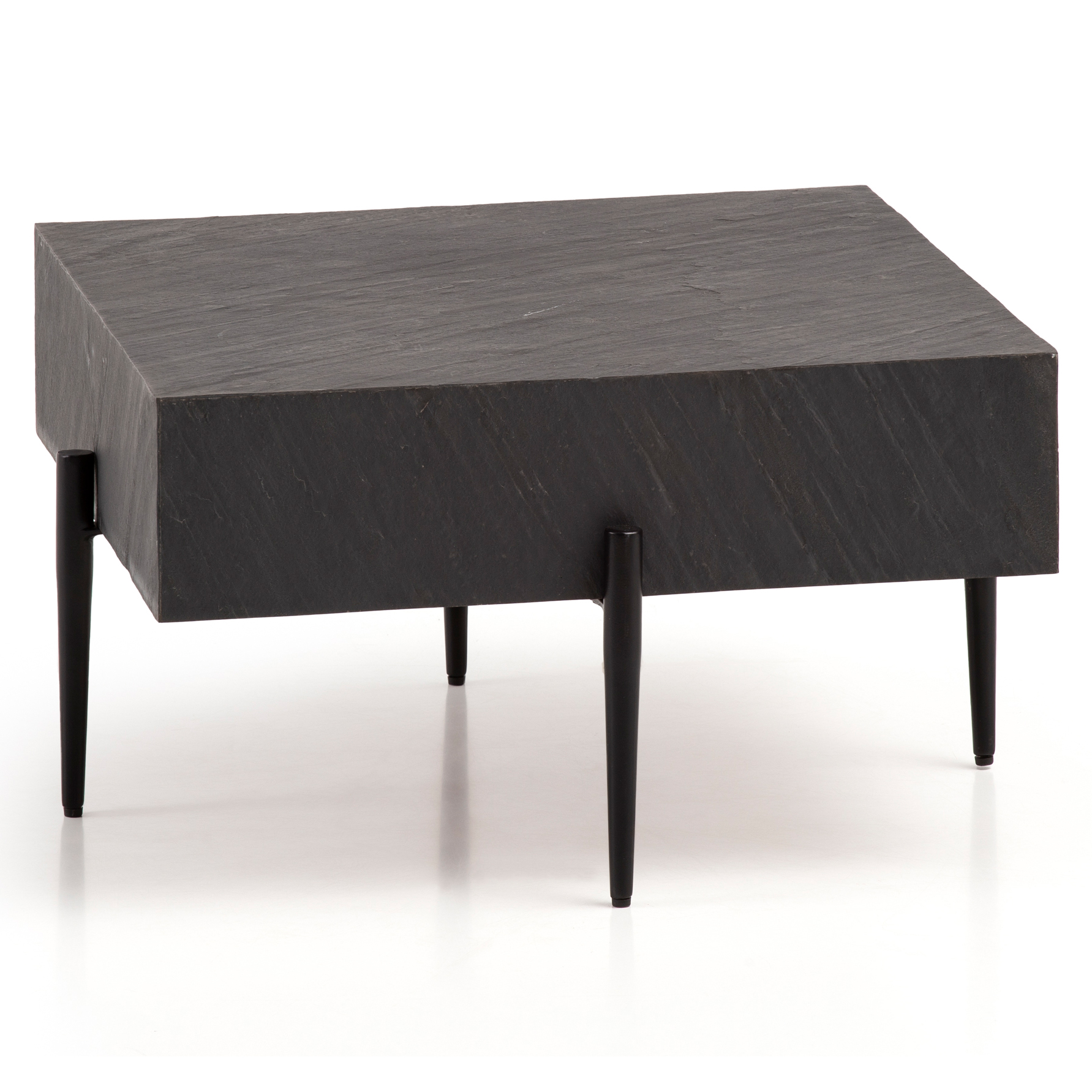 Couchtisch FineBuy Sofatisch Steinoptik Anthrazit 64x64x35 cm Wohnzimmertisch – Ansicht 6