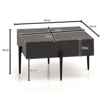 Couchtisch FineBuy Sofatisch Steinoptik Anthrazit 64x64x35 cm Wohnzimmertisch – Ansicht 3