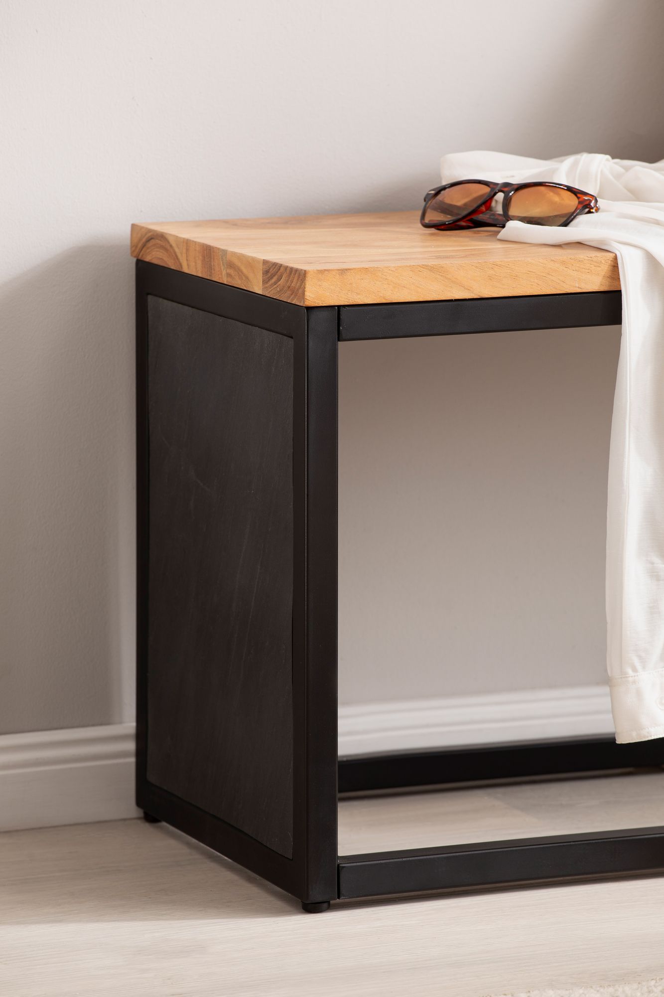 Massivholz Sitzbank 120 cm Akazie - Design Bank - Garderobenbank - Bettbank – Ansicht 4