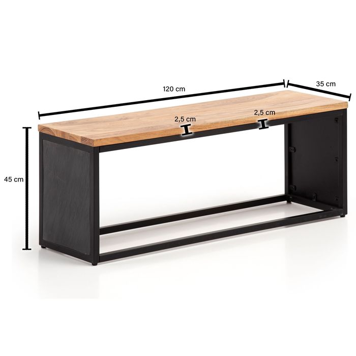Massivholz Sitzbank 120 cm Akazie - Design Bank - Garderobenbank - Bettbank – Maßzeichnung