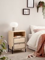 Nachttisch Whitewash Massivholz 2 Schubladen Nachtkonsole Design Nachtkästchen – Ansicht 2