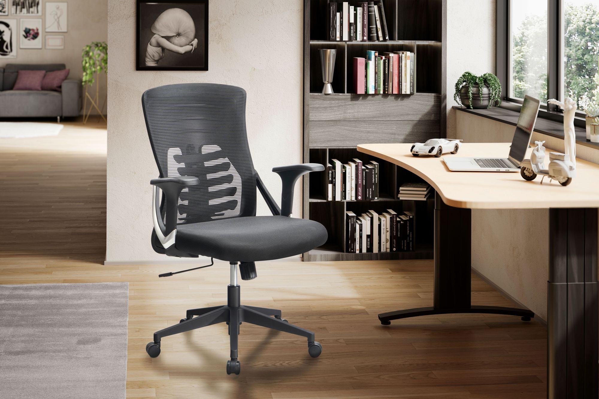 Bürostuhl FineBuy Schreibtischstuhl Mesh Drehstuhl Ergonomisch Stoff 120 kg – Ansicht 2