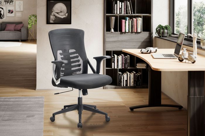 Bürostuhl FineBuy Schreibtischstuhl Mesh Drehstuhl Ergonomisch Stoff 120 kg – Maßzeichnung
