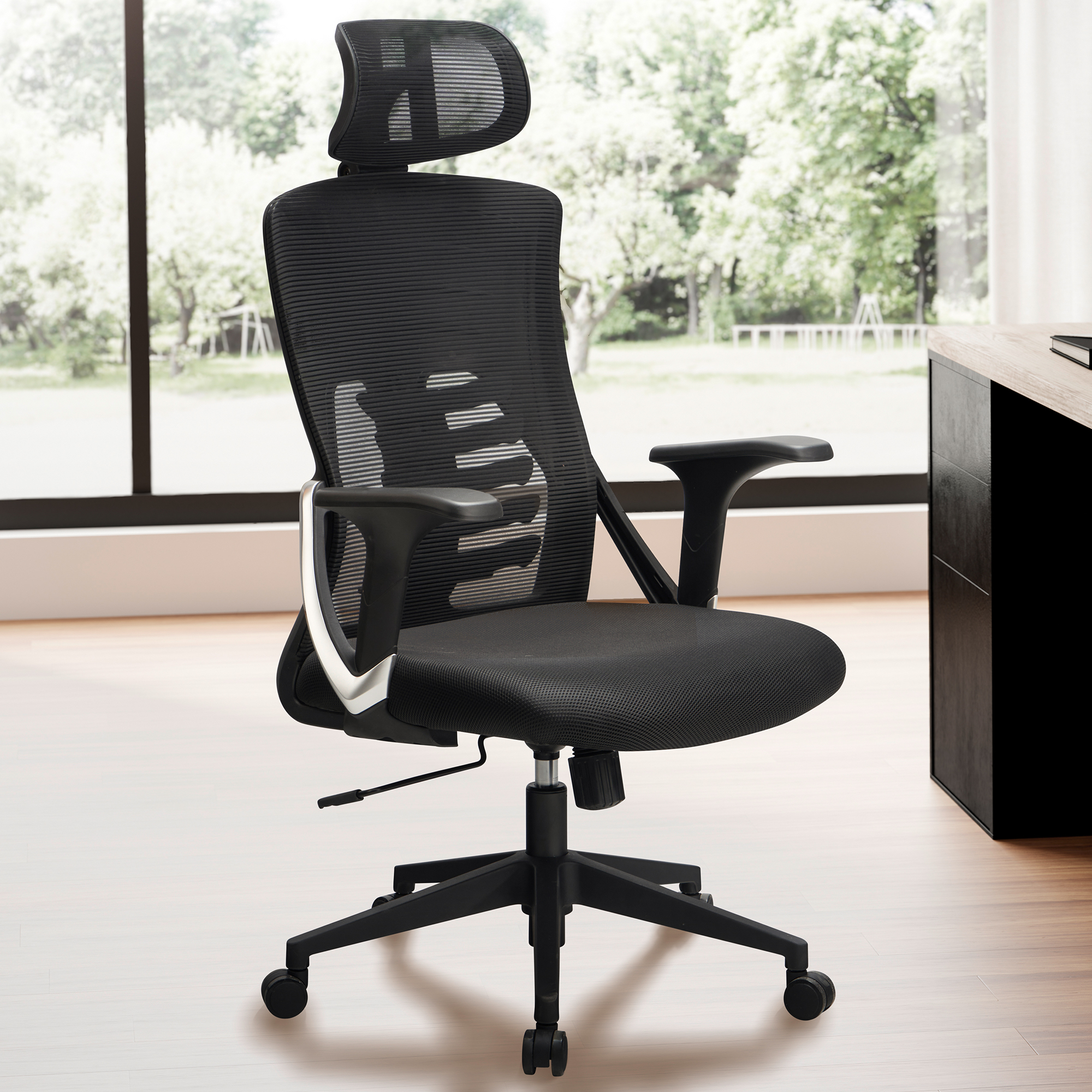 Bürostuhl FineBuy Schreibtischstuhl Mesh Schwarz Drehstuhl Ergonomisch 120 kg – Ansicht 1