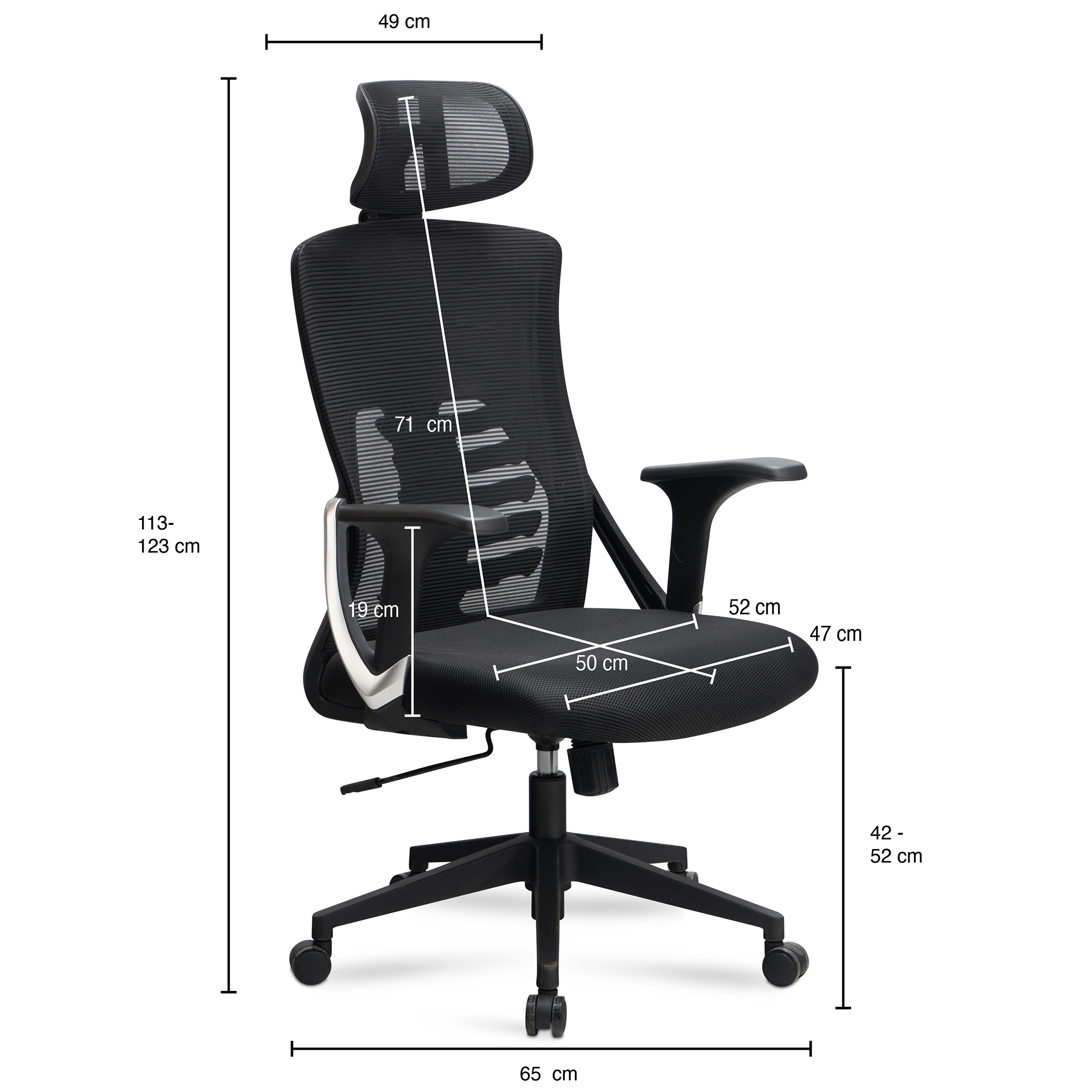 Bürostuhl FineBuy Schreibtischstuhl Mesh Schwarz Drehstuhl Ergonomisch 120 kg – Ansicht 3