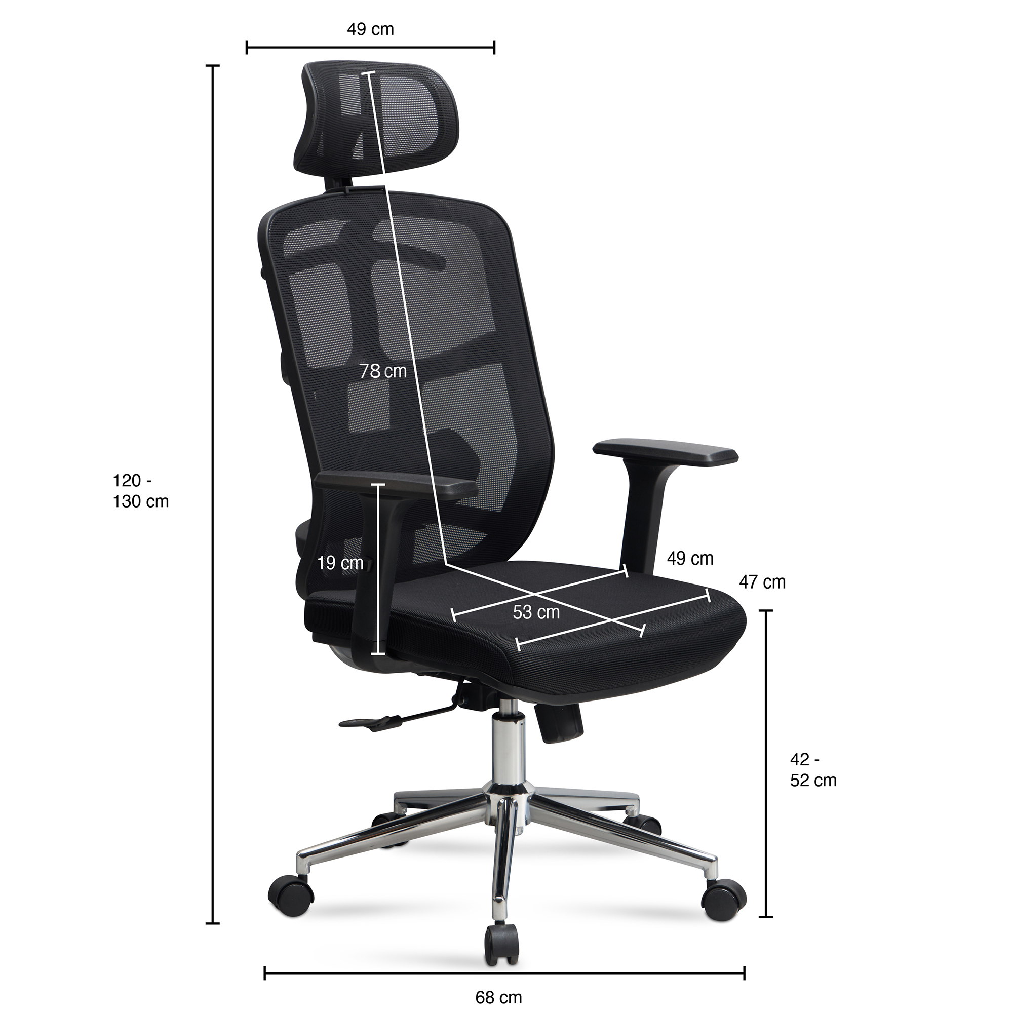 Bürostuhl FineBuy Schreibtischstuhl Mesh Schwarz Drehstuhl Ergonomisch 120 kg – Ansicht 3