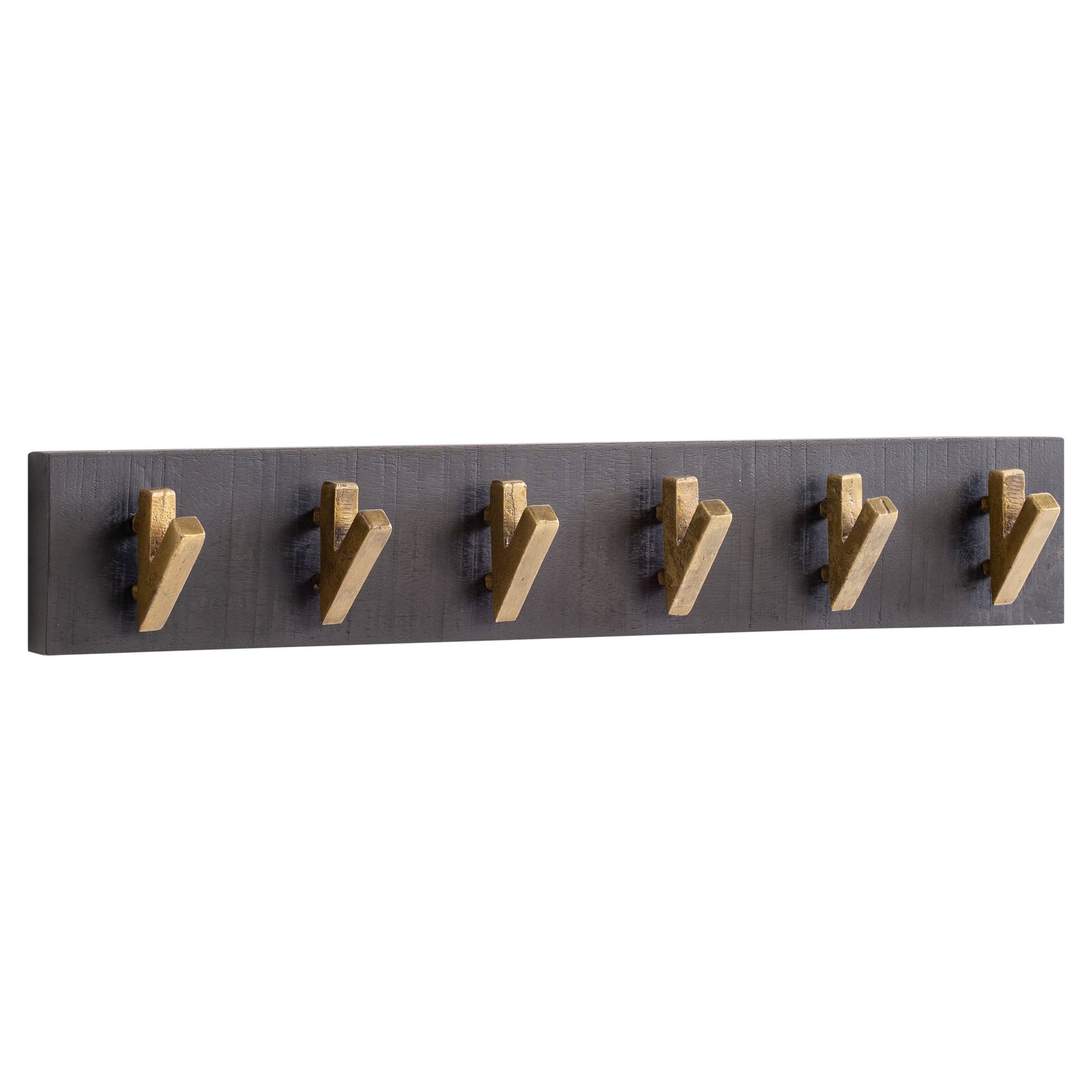 Wandgarderobe FineBuy Hakenleiste Mango Massivholz 60 cm Garderobe Flur Schwarz – Ansicht 6