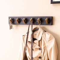 Wandgarderobe FineBuy Hakenleiste Mango Massivholz 60 cm Garderobe Flur Schwarz – Ansicht 1