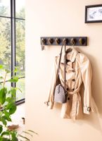 Wandgarderobe FineBuy Hakenleiste Mango Massivholz 60 cm Garderobe Flur Schwarz – Ansicht 2