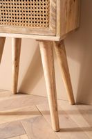 Nachtkonsole Massivholz Rattan & Schublade Nachttisch Boho Design Nachtkästchen – Ansicht 5