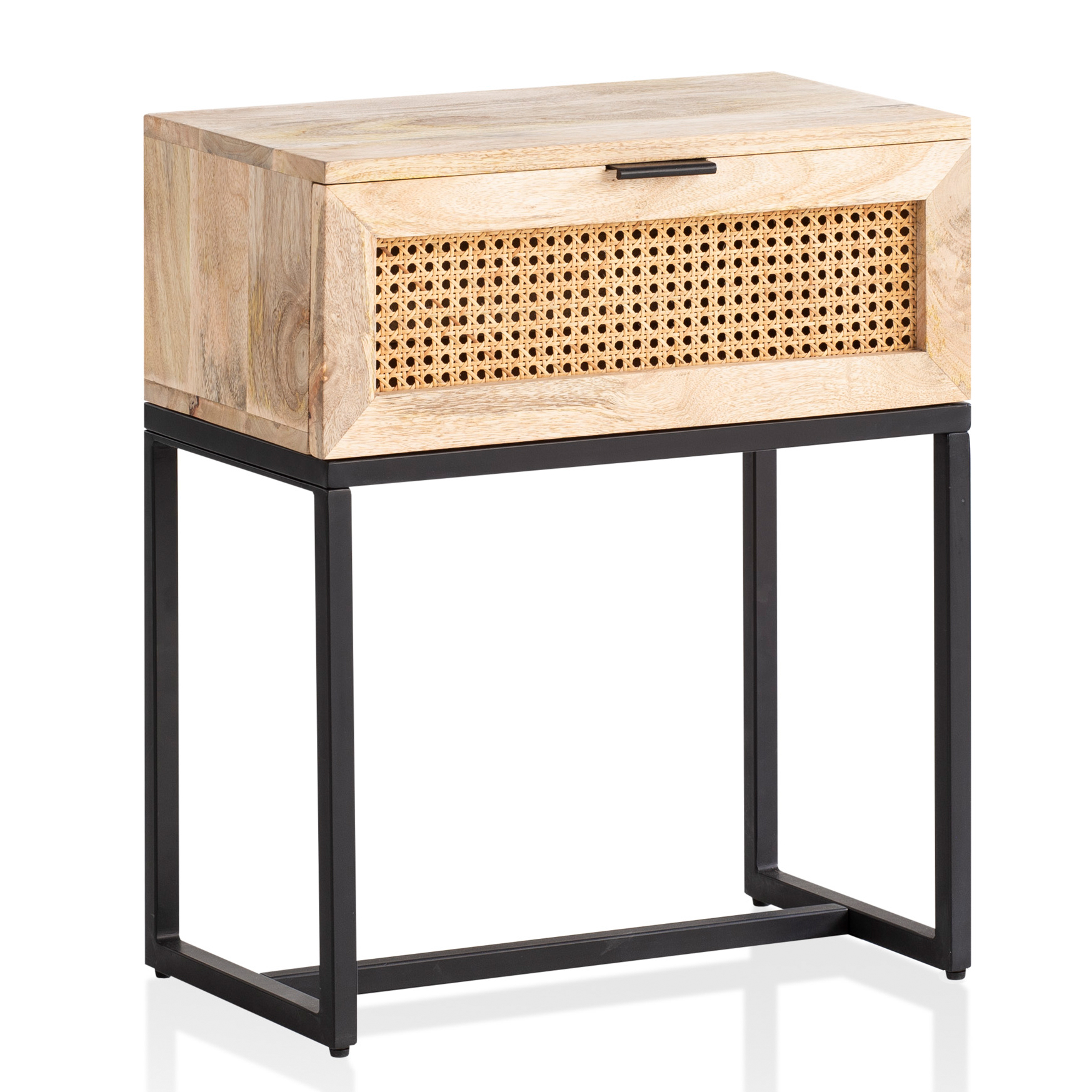 Nachtkonsole Massivholz Rattan Nachttisch Schublade Nachtkästchen Boxspringbett – Ansicht 6
