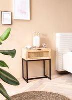 Nachtkonsole Massivholz Rattan Nachttisch Schublade Nachtkästchen Boxspringbett – Ansicht 2