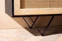 Massivholz Sideboard 175cm Mango Design Kommode mit 3 Rattan Wiener Geflecht Türen Schwarz – Ansicht 7