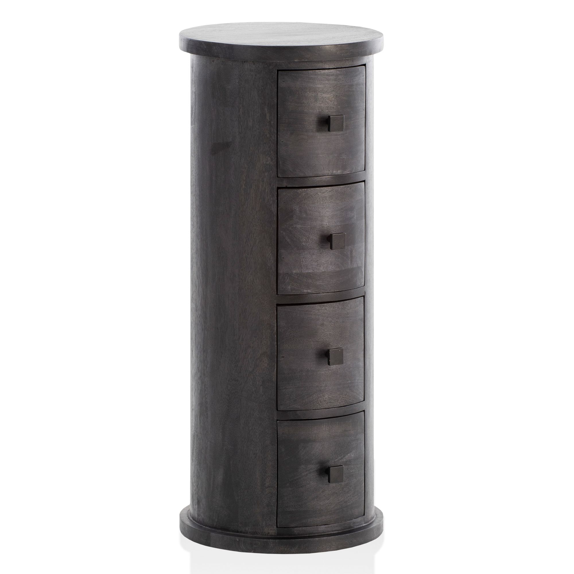 FineBuy Design Sideboard Mango Massivholz Schwarz, Schränkchen mit Schubladen, Schmaler Beistellschrank Massiv, Mini Kommode Rund | Farbe: Schwarz FineBuy Design Sideboard Mango Massivholz Schwarz, Schränkchen mit Schubladen, Schmaler Beistellschrank Massiv, Mini Kommode Rund | Farbe: Schwarz