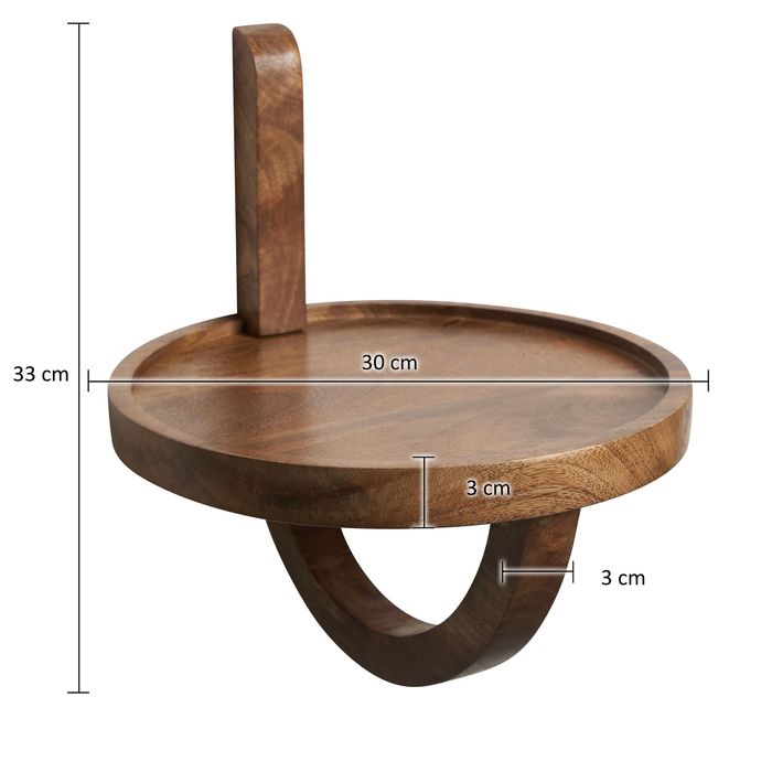 Wandregal FineBuy Hängeregal 30x33x30 cm Massivholz Nachttisch Wand Regal Rund – Maßzeichnung