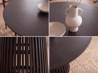 Esstisch rund Ø 120 Massivholz Schwarz Esszimmertisch Design Küchentisch massiv – Ansicht 5