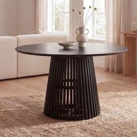Esstisch rund Ø 120 Massivholz Schwarz Esszimmertisch Design Küchentisch massiv – Ansicht 1