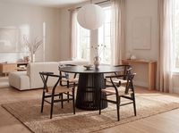 Esstisch rund Ø 120 Massivholz Schwarz Esszimmertisch Design Küchentisch massiv – Ansicht 2