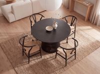Esstisch rund Ø 120 Massivholz Schwarz Esszimmertisch Design Küchentisch massiv – Ansicht 4