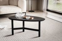 Couchtisch 80cm nierenförmig Massivholz schwarz Wohnzimmertisch Metallgestell – Ansicht 2