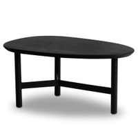 Couchtisch 80cm nierenförmig Massivholz schwarz Wohnzimmertisch Metallgestell – Ansicht 6