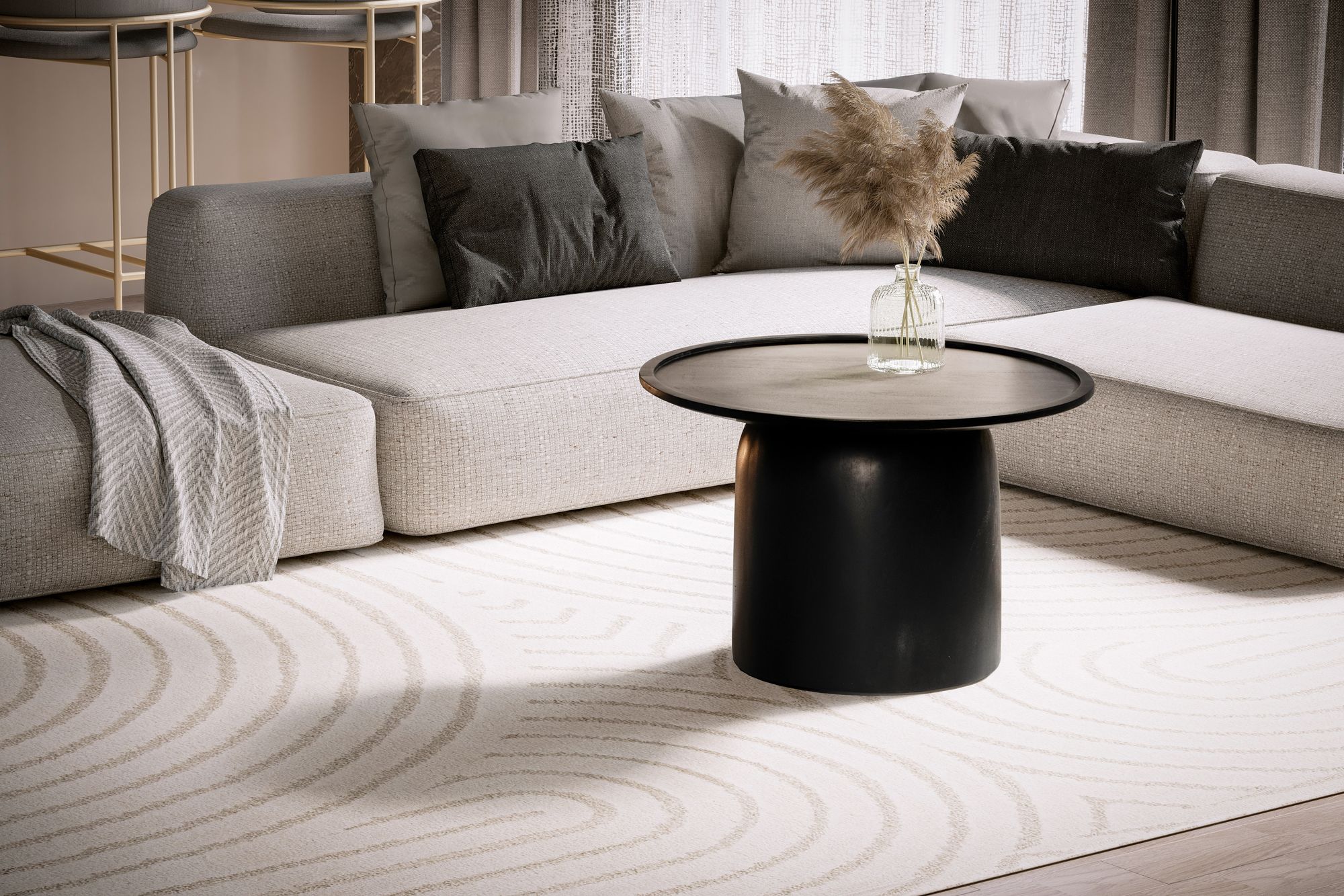 Couchtisch FineBuy Sofatisch Massivholz Schwarz 60x60x40 cm Wohnzimmertisch Rund – Ansicht 2