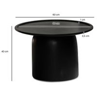 Couchtisch FineBuy Sofatisch Massivholz Schwarz 60x60x40 cm Wohnzimmertisch Rund – Ansicht 3