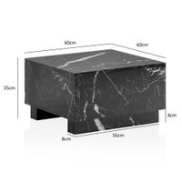 Couchtisch FineBuy Sofatisch MONOBLOC Marmor Optik 60x60x35 cm Wohnzimmertisch – Ansicht 3